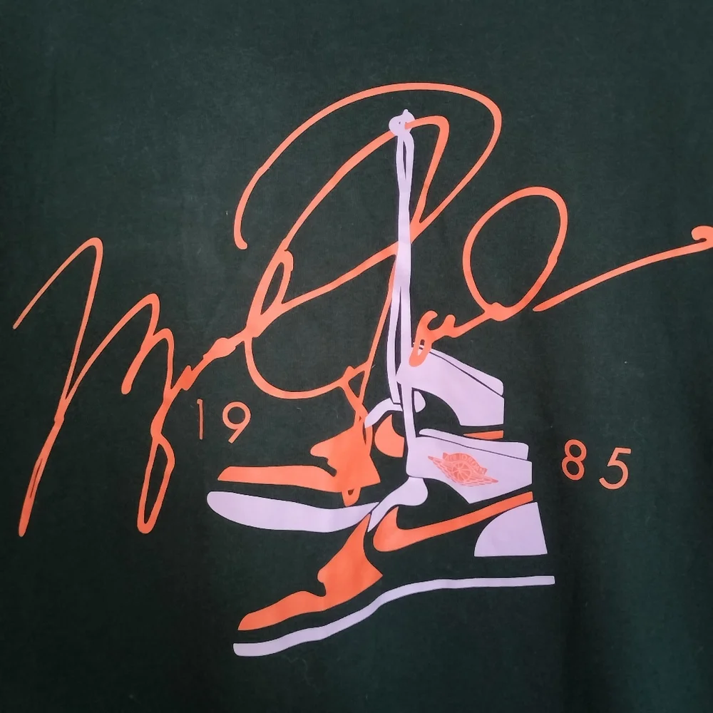 Nike Jordan mens Cotton Tee T-shirt black orange purple L Sneakers Streetwear